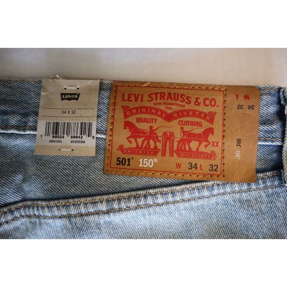 Levi’s 501 Men Sz 34x32 Blue When In Rome Originals Straight-Leg Denim Jeans - Picture 6 of 11